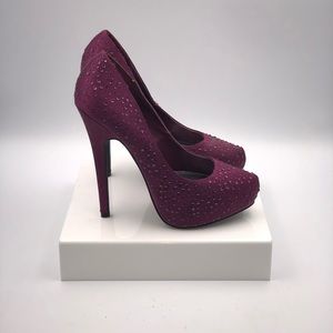 Satin, merlot pump with sparkle embellishments!